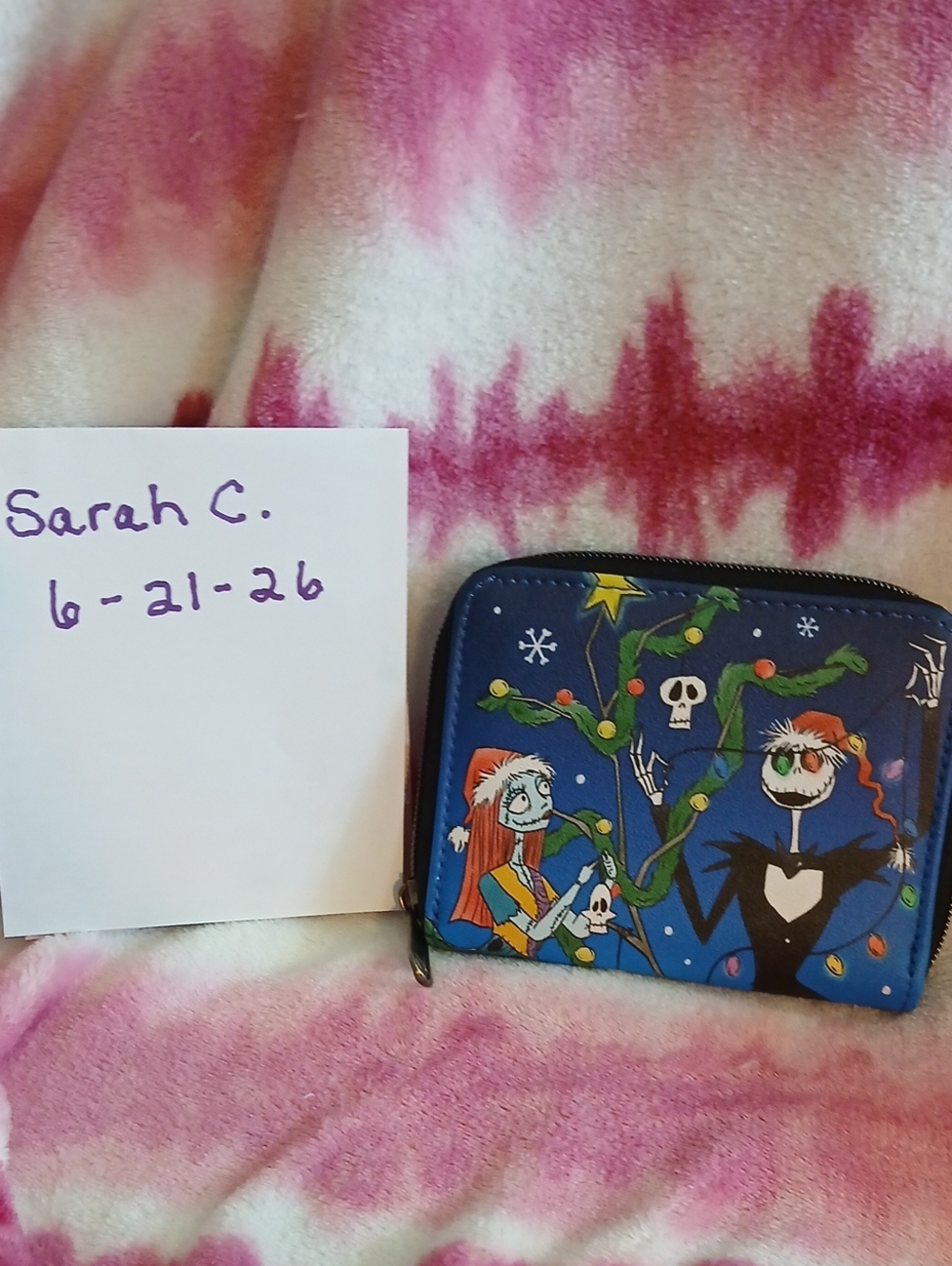 Loungefly Blue Black Nightmare Before Christmas Jack & Sally Zip-Around Wallet